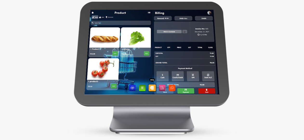 POS billing system mobile view – best POS software for supermarket and restaurants 