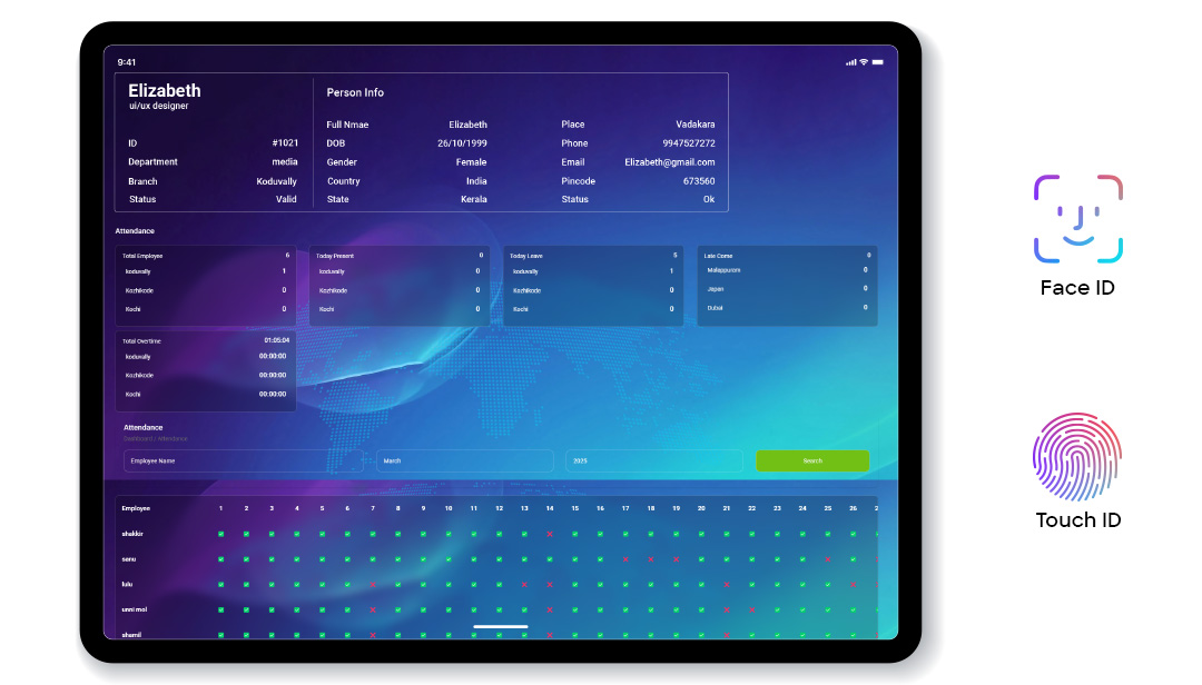 Employee using HR Connect for attendance management