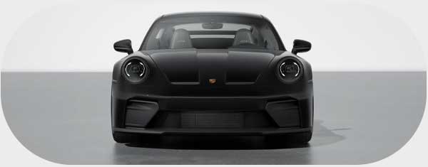 Front view of black car