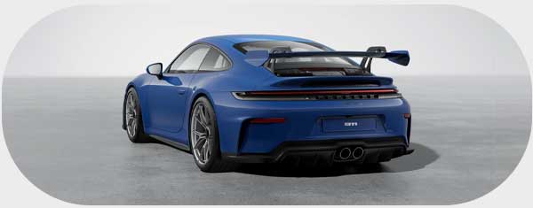 Back view of blue car