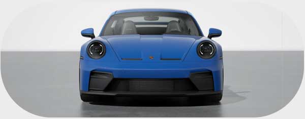Front view of blue car