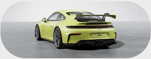 Back view of green car