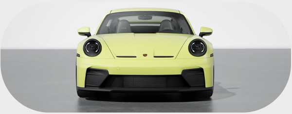 Front view of green car