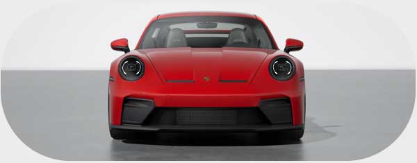 Front view of red car