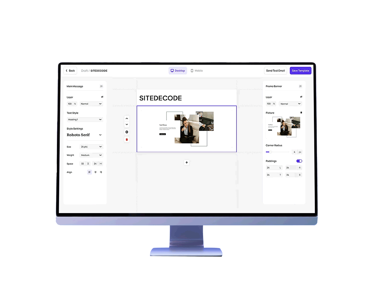 AI website builder dashboard on laptop displaying responsive design options for mobile, tablet, and desktop – best no-code AI website builder.