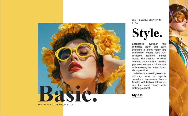 Website design showcasing modern layout