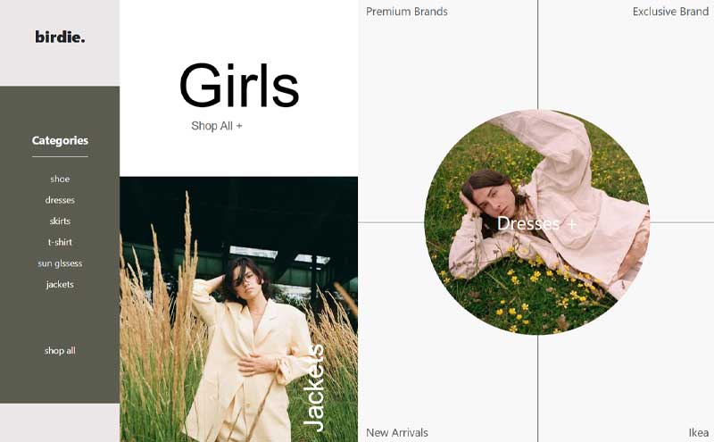 Website design showcasing modern layout